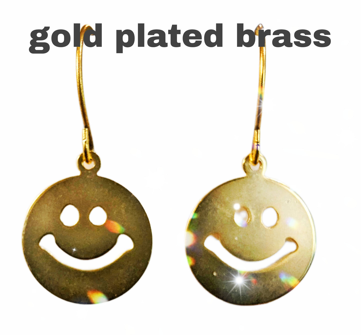 24k Gold Smile Earrings Plated 1.5 inch Long USA Made by Sugar Gay Isber unisex-adult Be Happy