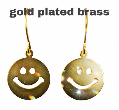 24k Gold Smile Earrings Plated 1.5 inch Long USA Made by Sugar Gay Isber unisex-adult Be Happy