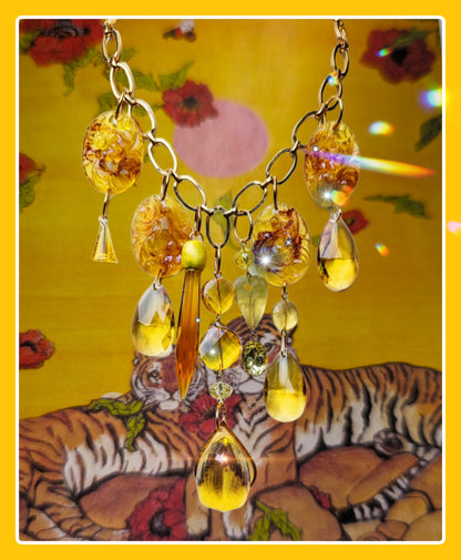 Yellow 200-carat Hand-cut Fancy Citrine Necklace Vintage Swarovskis Artisan USA Sugar Gay Isber