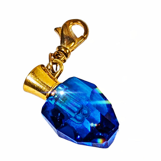 One-inch Tiny Crystal Bottle Charm with Stopper and Lobster Claw Capri blue Sugar Gay Isber Baby's first tears