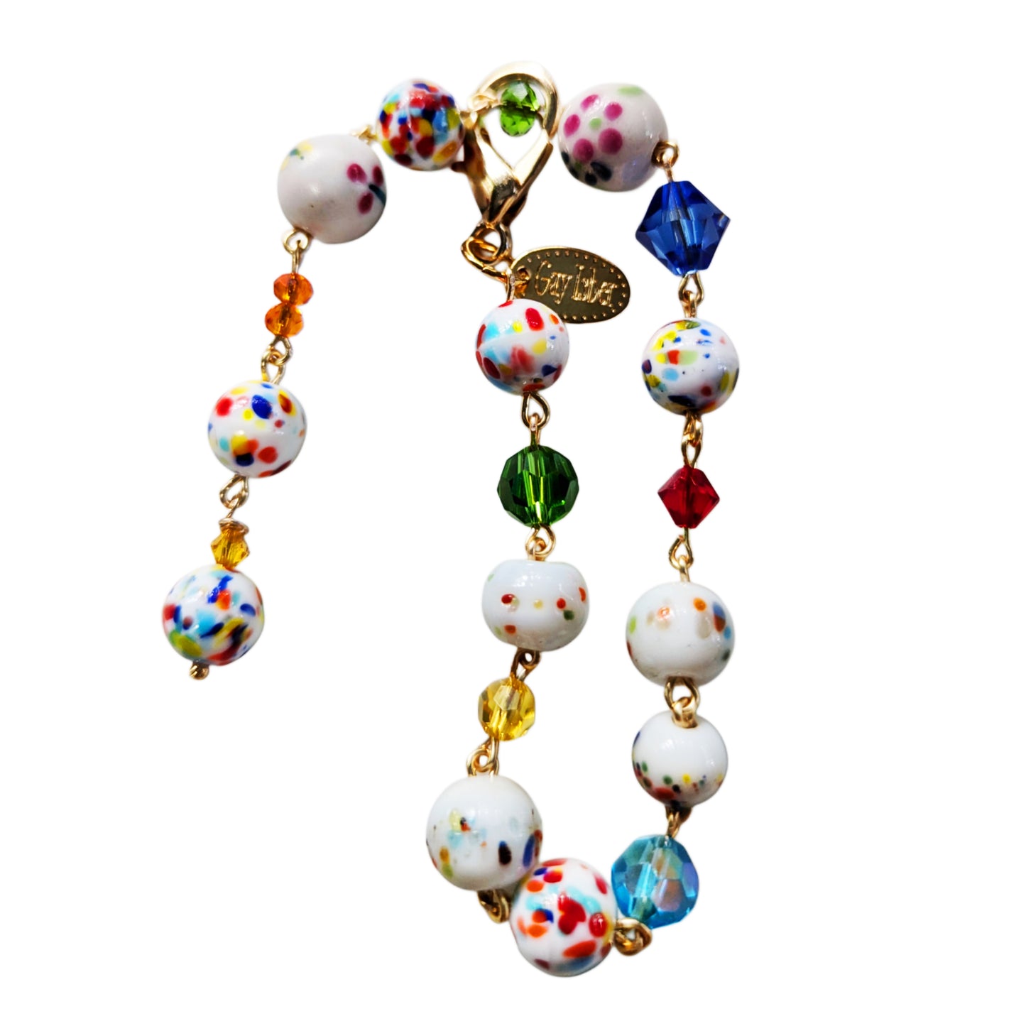 Hand linked Rainbow Colorful Dot Porcelain Bead Bracelet with crystals - Classic and Timeless Design by Award-Winning Artist Sugar Gay Isber (Copy)