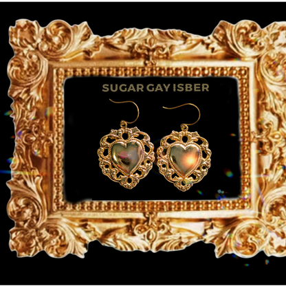 24k Gold Plated Heart Earrings 2.4 inch Long USA Made by Sugar Gay Isber Gift unisex-adult Bridal (Copy)