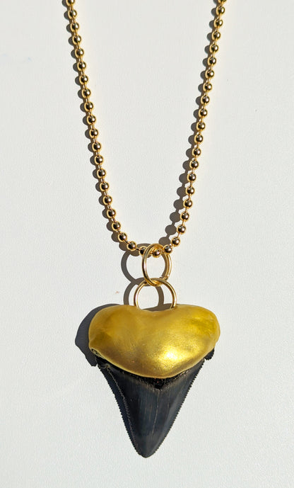 Shark Tooth Necklace found on the Titanic Pendant Gold 34" Ball Chain Unisex Beach Wedding