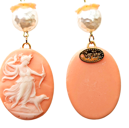 Beautiful Angel Soft Skin Cameos Vintage Pearls Earrings Vintage Pearl Sugar Gay Isber USA MADE