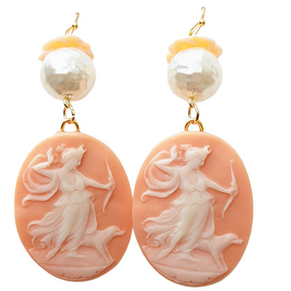 Beautiful Angel Soft Skin Cameos Vintage Pearls Earrings Vintage Pearl Sugar Gay Isber USA MADE