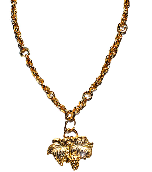 Stunning 24K Gold-Plated Grape Medallion Necklace - Art for Your Neck - Designed by Award-Winning Artist Sugar Gay Isber