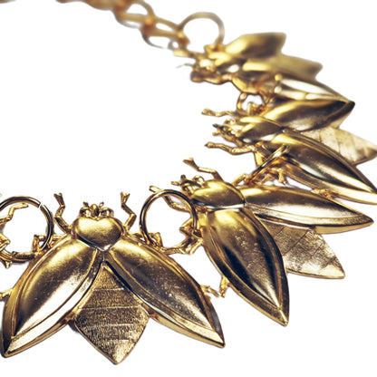 24k Gold Plated Bee Collar USA Made Brass Sugar Gay Isber WOW Necklace Adjustable size to fit