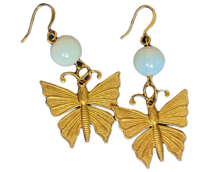 Butterflies with Vintage Opalite Earrings USA Made Sugar Gay Isber Free Gift Bag Butterfly