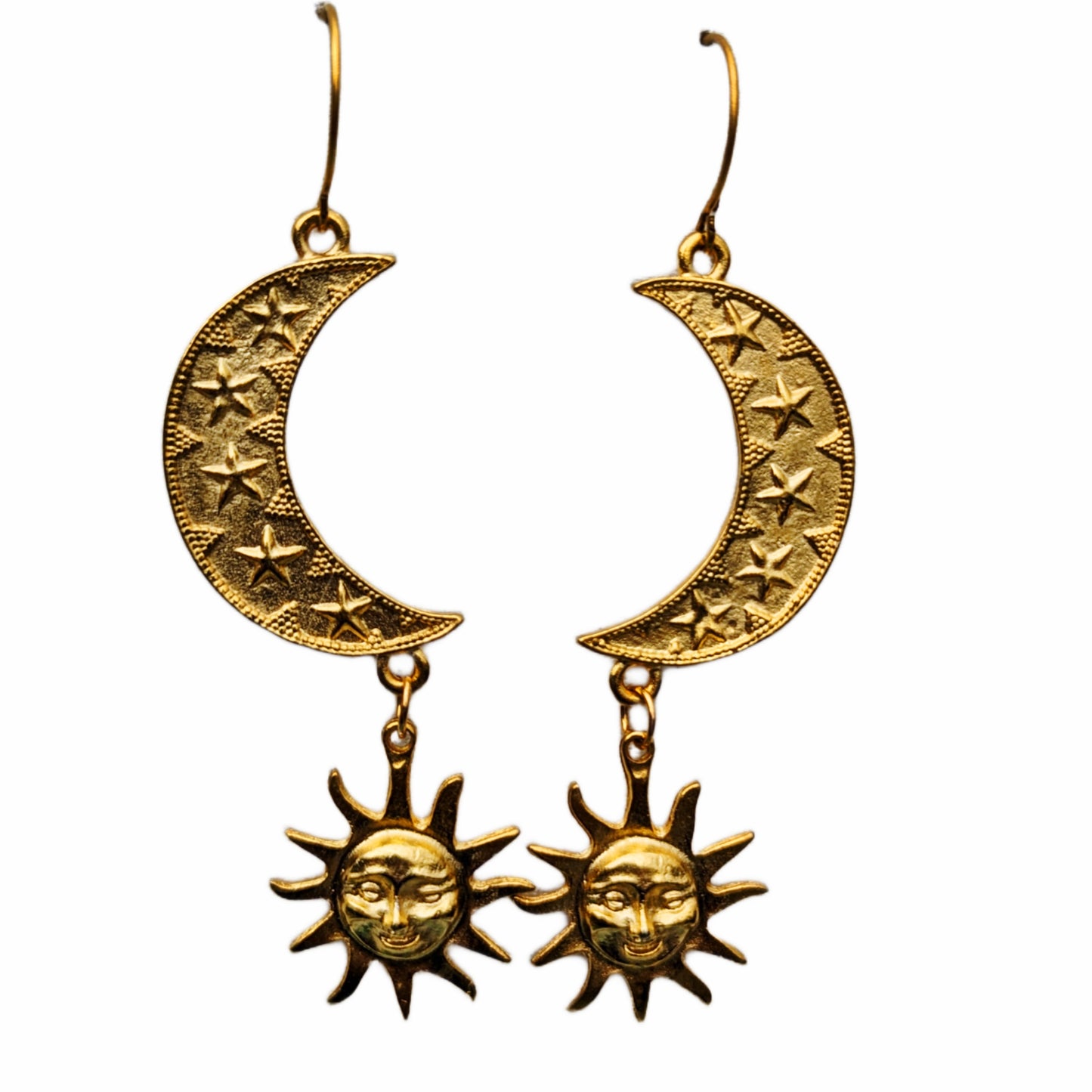 24K Gold Plated Stars Moon Eclipse Earrings Designer USA Sugar Gay Isber unisex-adult