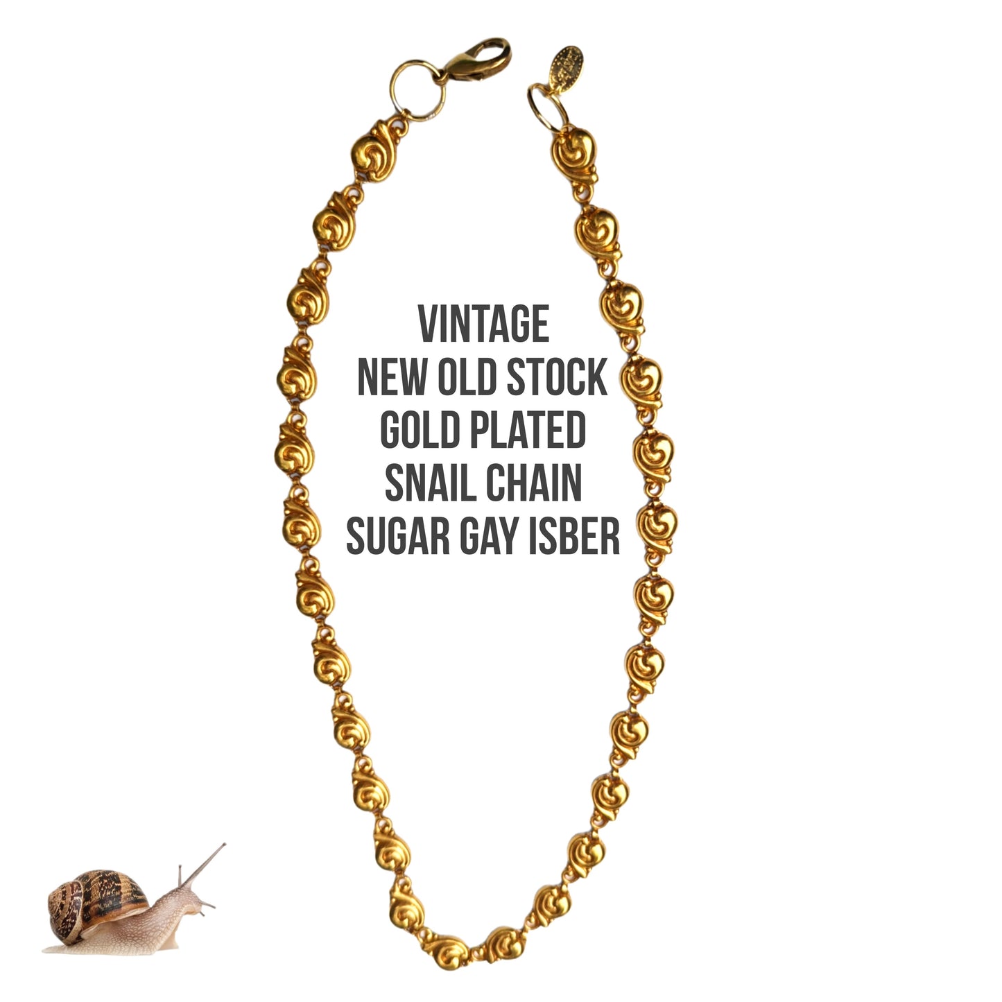 24k Gold Plated NEW OLD STOCK 22-inch Vintage Snail Chain Sugar Gay Isber Miriam Haskell warehouse find