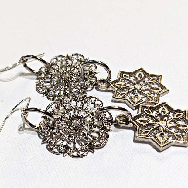 One-of-a-Kind Snowflake Filigree Earrings - Designed by Award-Winning Artist Sugar Gay Isber