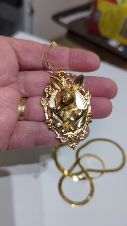 Rudolph the Reindeer Pendant 24K Gold Plated 100% Made in USA Sugar Gay Isber Holiday Unisex