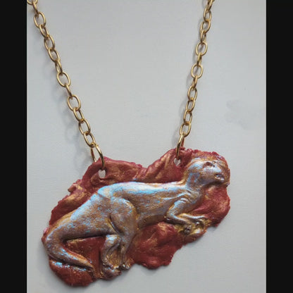 Rust Gold Dinosaur Plaque Gold Chain Handmade Each Unique Sugar Gay Isber Adjustable