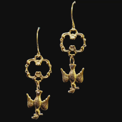 Stunning 24K Gold-Plated Dove Earrings - Designed by Award-Winning Artist Sugar Gay Isber