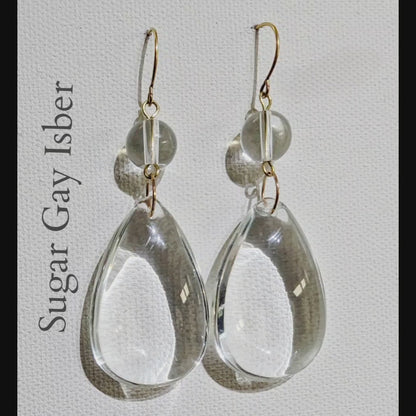 Clear Vintage Quartz Drop Earring Adult Unisex Earrings USA-made Sugar Gay Isber gift bag