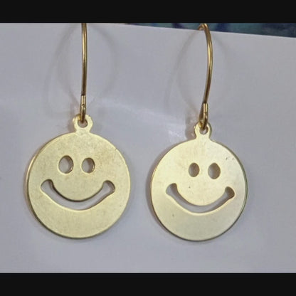 24k Gold Smile Earrings Plated 1.5 inch Long USA Made by Sugar Gay Isber unisex-adult Be Happy