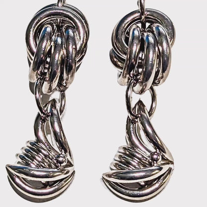 One of kind Silver Knots Vintage Earrings USA made Sugar Gay Isber Free shipping 3 inches