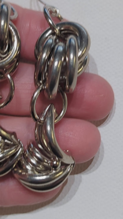 One of kind Silver Knots Vintage Earrings USA made Sugar Gay Isber Free shipping 3 inches