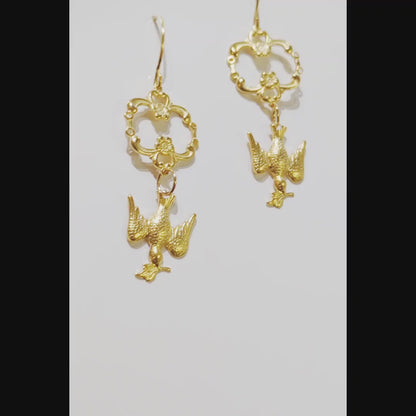 Stunning 24K Gold-Plated Dove Earrings - Designed by Award-Winning Artist Sugar Gay Isber