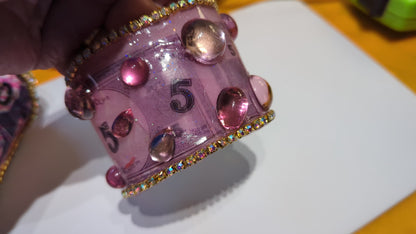 Monopoly Money Inspired WOW Sparkly Cuff Bracelet Pink Sugar Gay Isber US Made