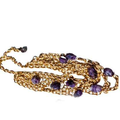 Matte Chains Necklace with BIG Amethyst Faceted Beads Handmade USA Gay Isber-Gay Isber Designs