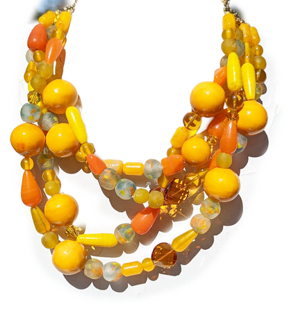 Mustard Cotton Pearls ++ 4 Strands Necklace Gay Isber one of a kind USA Made 1 of 1-Gay Isber Designs