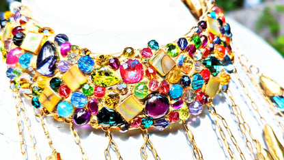 Rainbow Sugar Necklace Lab-Made Gems Swarovski Gay Isber WOW Colorful-Gay Isber Designs