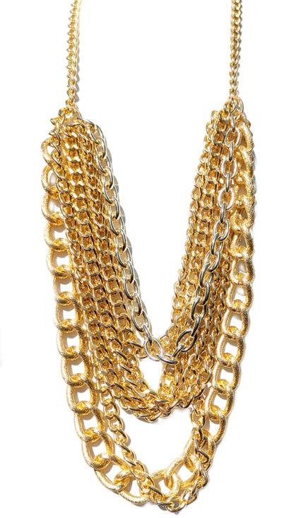 Multi Chain Gold Tone Necklace USA 32 inches long Designer Gay Isber Gift Boxed-Gay Isber Designs