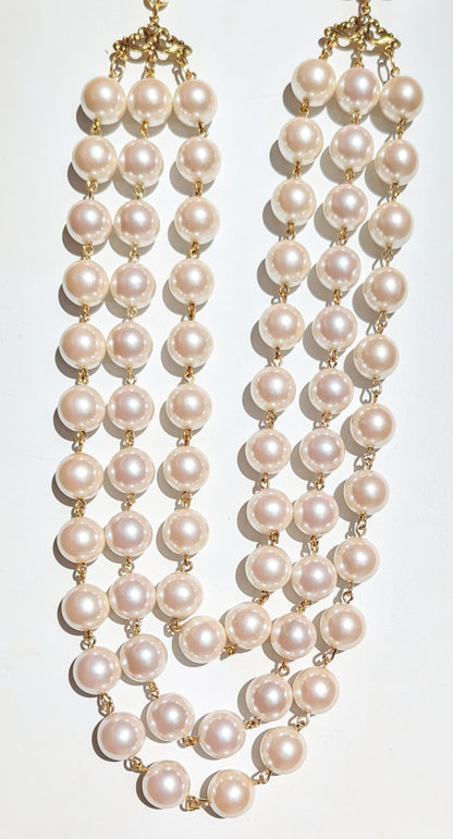 Vintage 3 Strand Handlinked Pearls by Gay Isber Jackie O got an upgrade-Gay Isber Designs