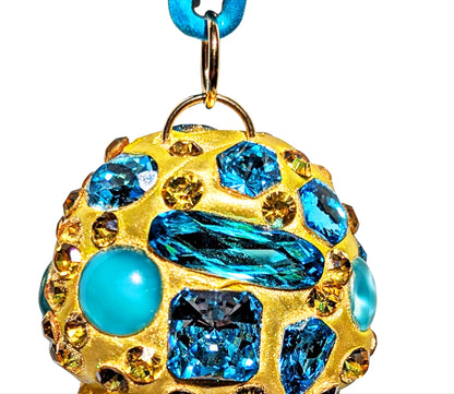 Yellow Crystal Drop Necklace Turqoise Blue Gay Isber One of a kind Wow-Gay Isber Designs