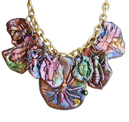 Beautiful Bug & Butterfly Necklace Gay Isber one of a kind USA Made-Gay Isber Designs