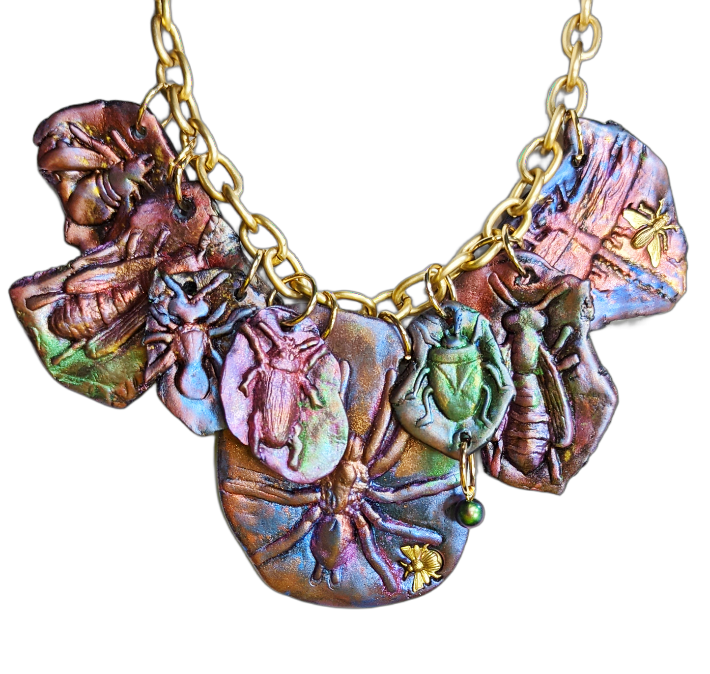 Beautiful Bug & Butterfly Necklace Gay Isber one of a kind USA Made-Gay Isber Designs