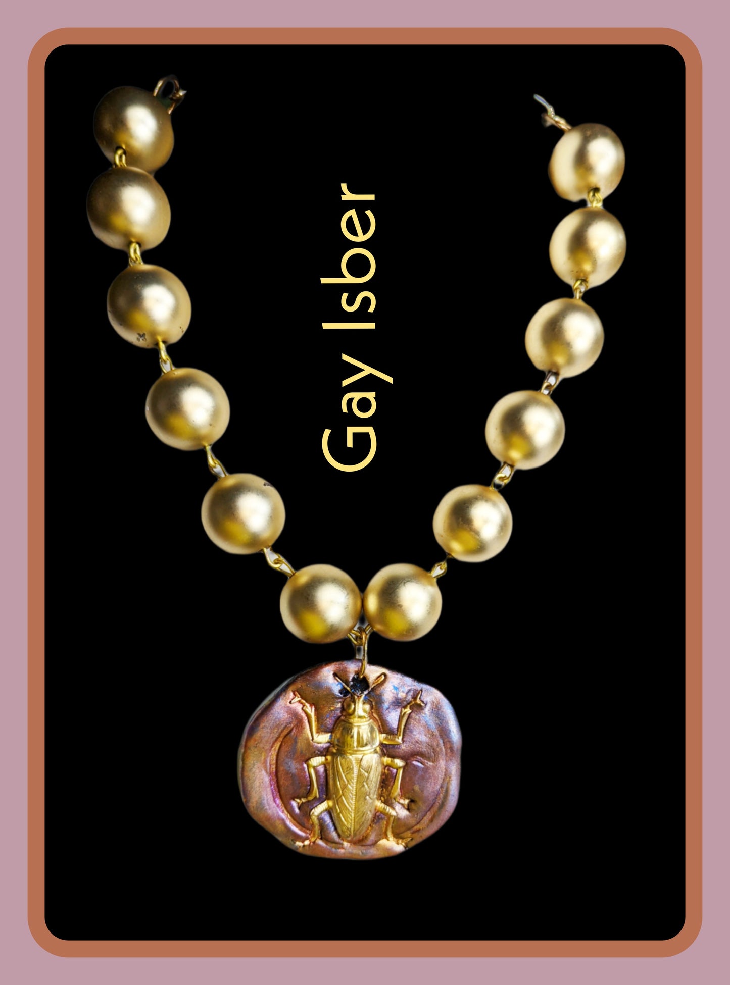 Beautiful Bug Gold Ball Necklace Gay Isber one of a kind USA Made-Gay Isber Designs