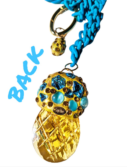 Yellow Crystal Drop Necklace Turqoise Blue Gay Isber One of a kind Wow-Gay Isber Designs