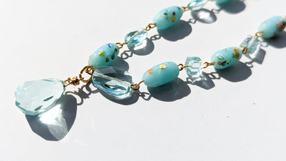 Beautiful Baby Aqua Blue Vintage Japanese Beads Handlinked 16 inch Necklace Gay Isber-Gay Isber Designs