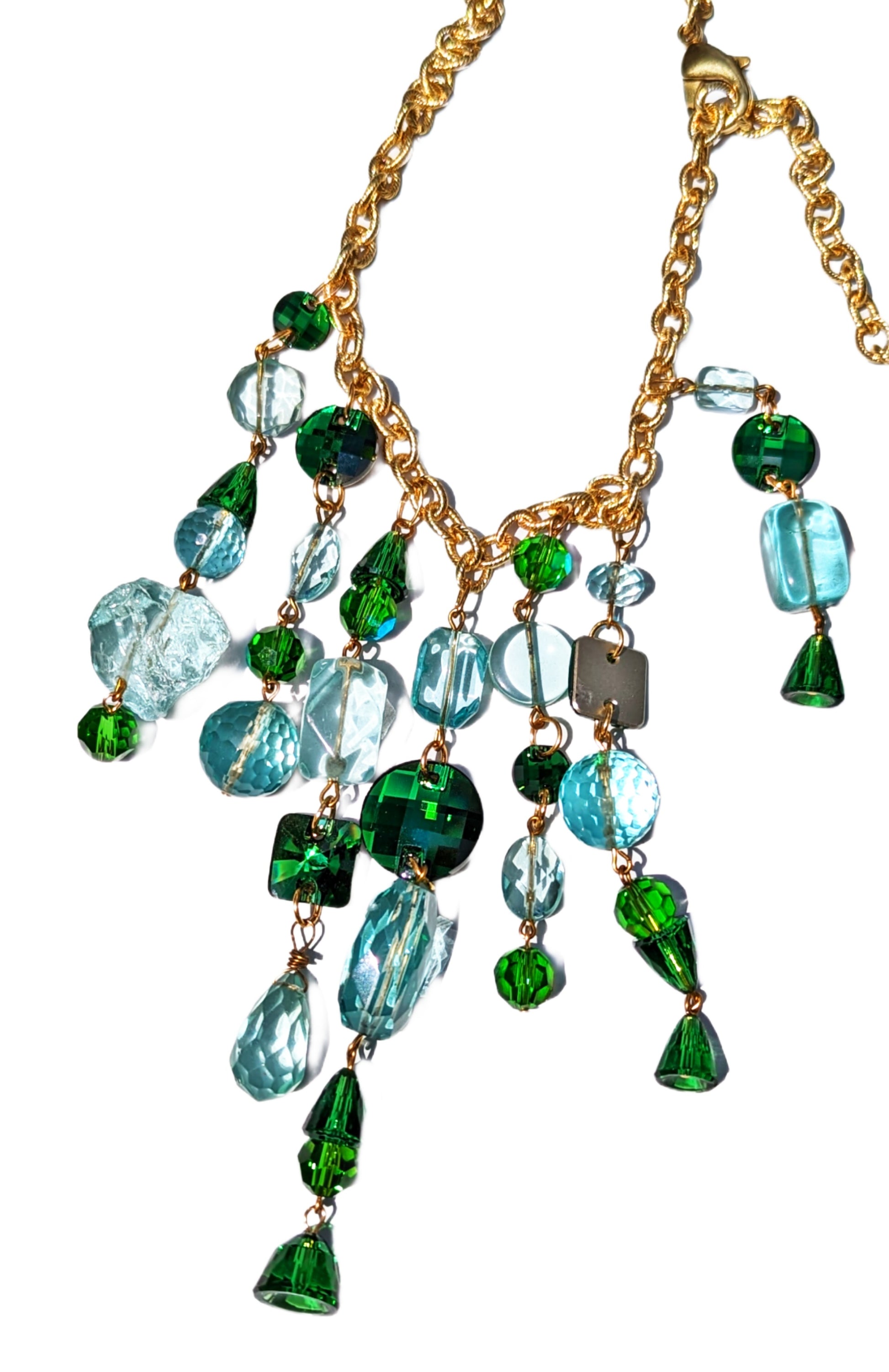 Aqua & Kelly Green Swarvoski Ncklace Gay Isber's Luxury Collection-Gay Isber Designs