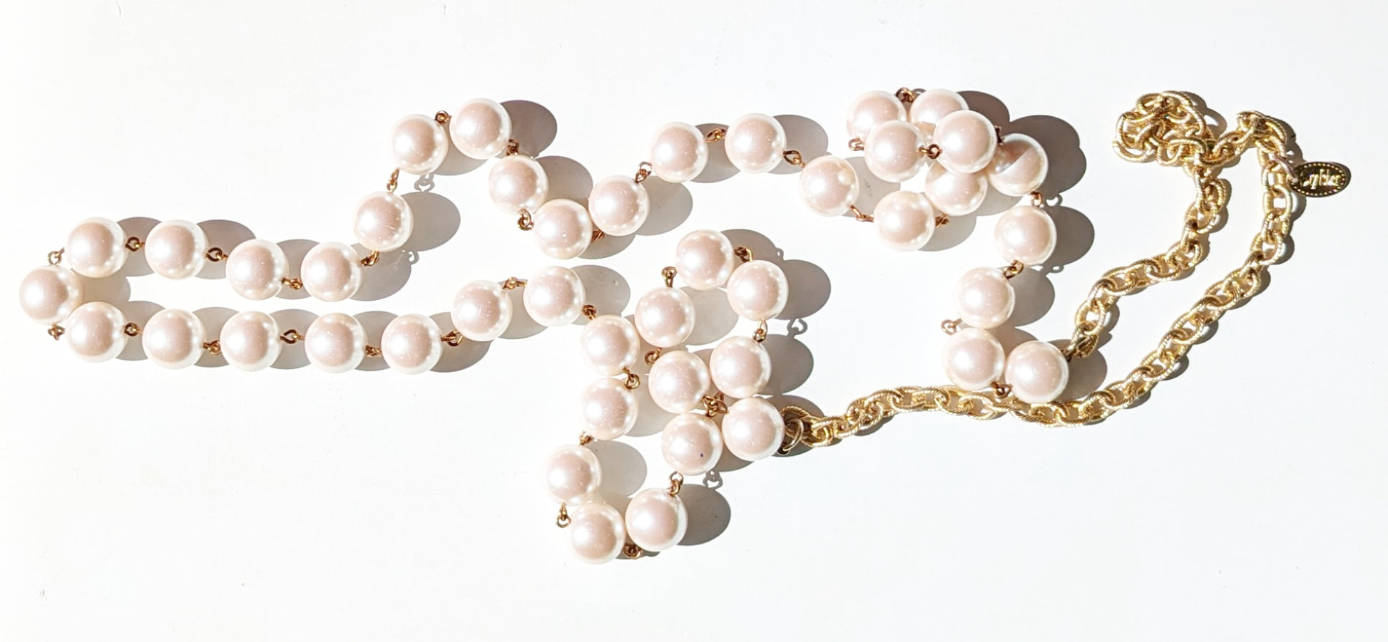 Vintage Long Strand of Pearls Hand Linked and Adjustable Necklace by Gay Isber-Gay Isber Designs