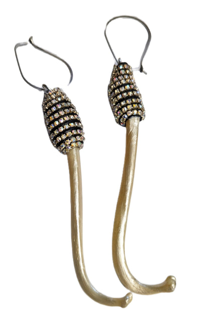 Raccoon Baculum (Natural Bone) Earrings AB Swarovski crystals Gay Isber gift bags 100% USA made-Gay Isber Designs