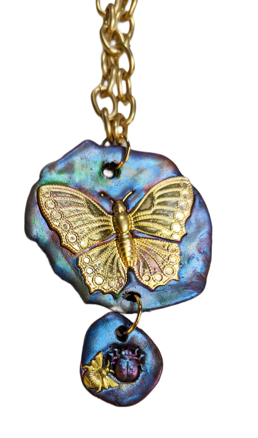 Beautiful Butterfly Pendant Necklace Gay Isber one of a kind USA Made-Gay Isber Designs