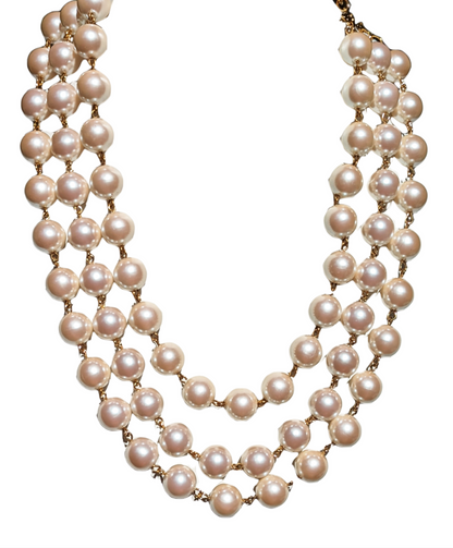 Vintage 3 Strand Handlinked Pearls by Gay Isber Jackie O got an upgrade-Gay Isber Designs