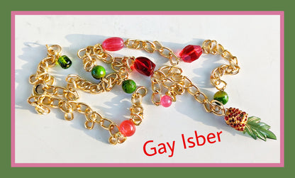 Sugar Baby Collection Mommy & Me 2 Matching - Swarovski Pink Red Green beads inset Mother Daughter Necklace Gay Isber USA 1 of 1-Gay Isber Designs