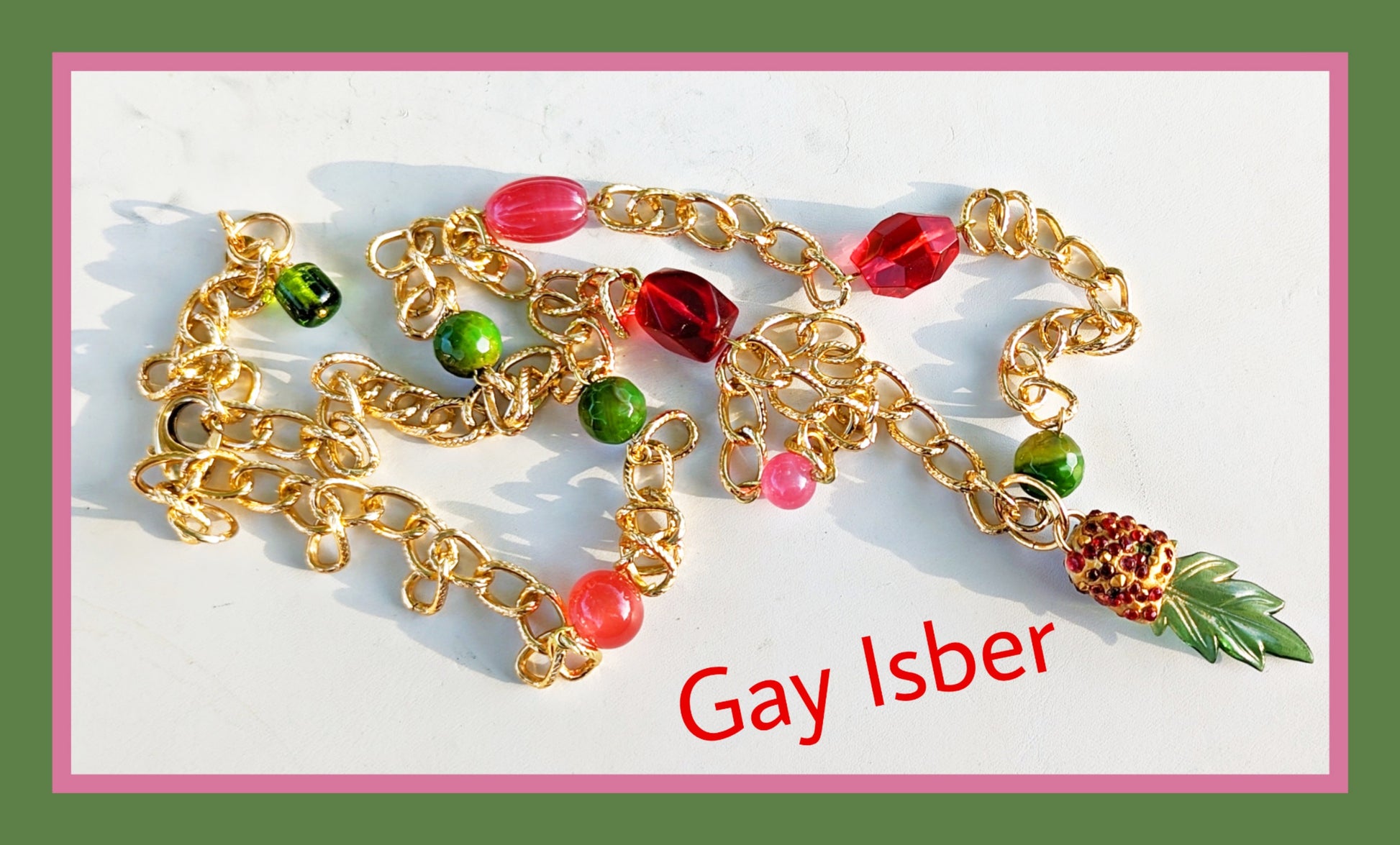 Sugar Baby Collection Mommy & Me 2 Matching - Swarovski Pink Red Green beads inset Mother Daughter Necklace Gay Isber USA 1 of 1-Gay Isber Designs