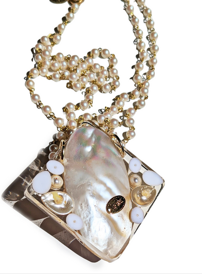 Pearl Nautilus Shell Handlinke Vintage Pearls Necklace Gay Isber 1 of 1-Gay Isber Designs