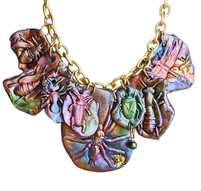 Beautiful Bug & Butterfly Necklace Gay Isber one of a kind USA Made-Gay Isber Designs