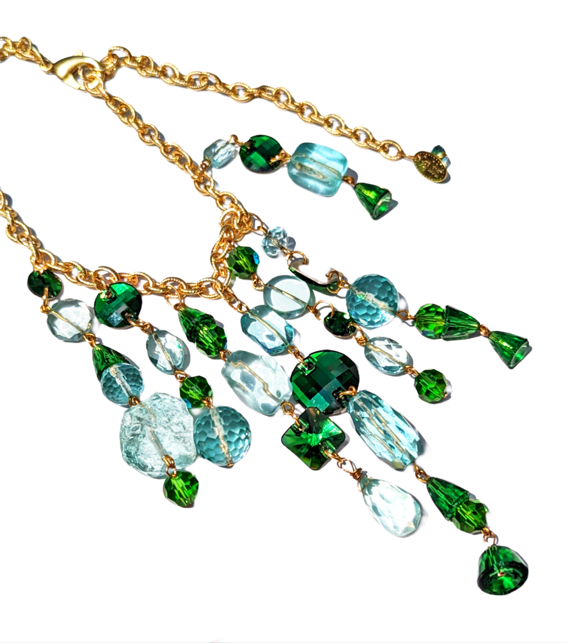 Aqua & Kelly Green Swarvoski Ncklace Gay Isber's Luxury Collection-Gay Isber Designs