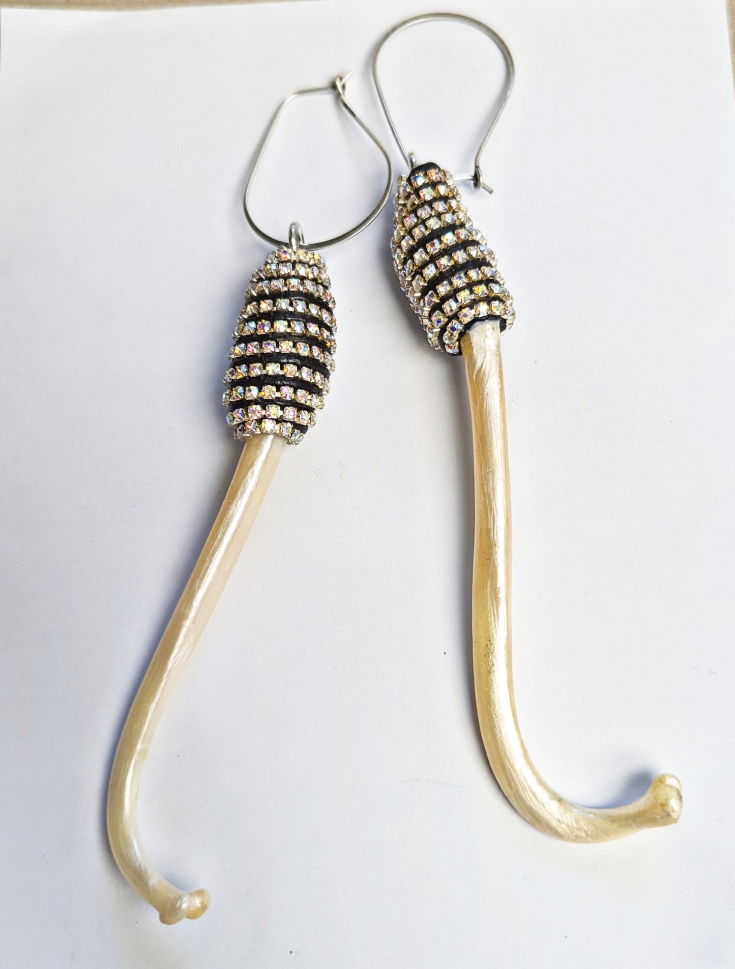 Raccoon Baculum (Natural Bone) Earrings AB Swarovski crystals Gay Isber gift bags 100% USA made-Gay Isber Designs