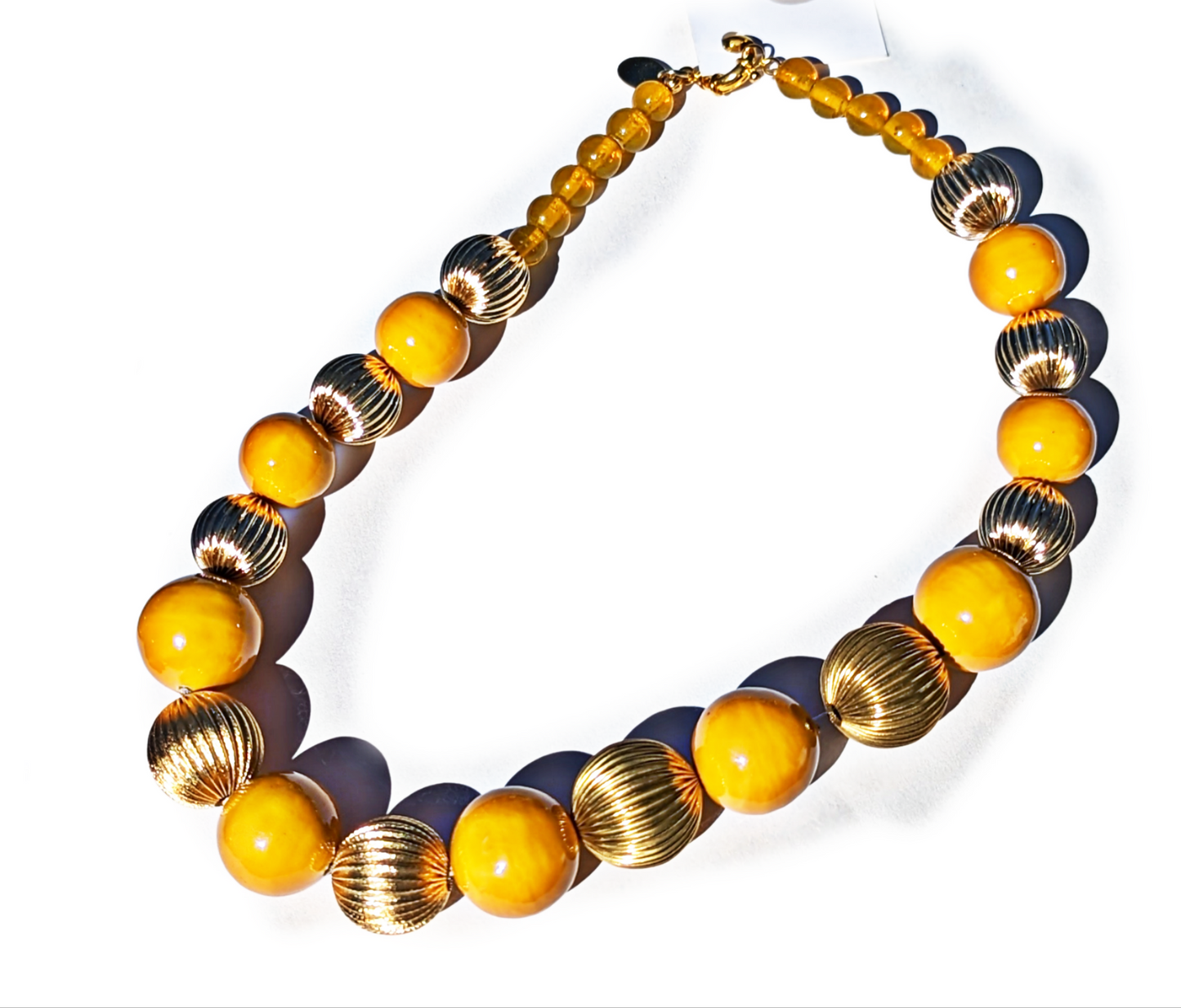 One Strand Gold + RARE Mustard Cotton Pearls Necklace Gay Isber one of a kind USA-Gay Isber Designs