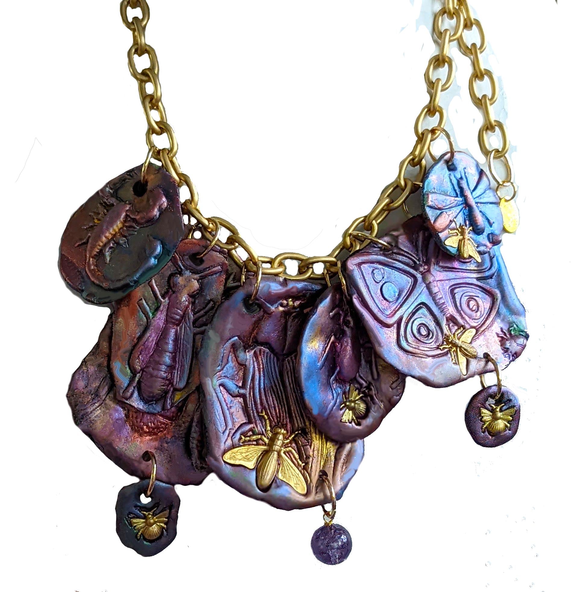 Amazing Colorful Bug One of a Kind Art Necklace Gay Isber-Gay Isber Designs