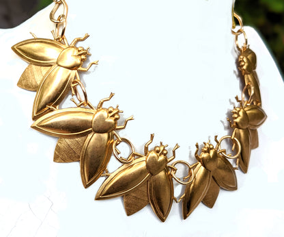 Bee Collar USA Made Brass Gay Isber WOW Necklace Adjustable size to fit-Gay Isber Designs