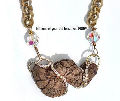 Fossilized Copralite Iced Ancient Poop Necklace Gay Isber Unisex Gift Box-Gay Isber Designs